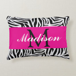 Almofada Decorativa Rosa Quente Personalizado e Zebra
