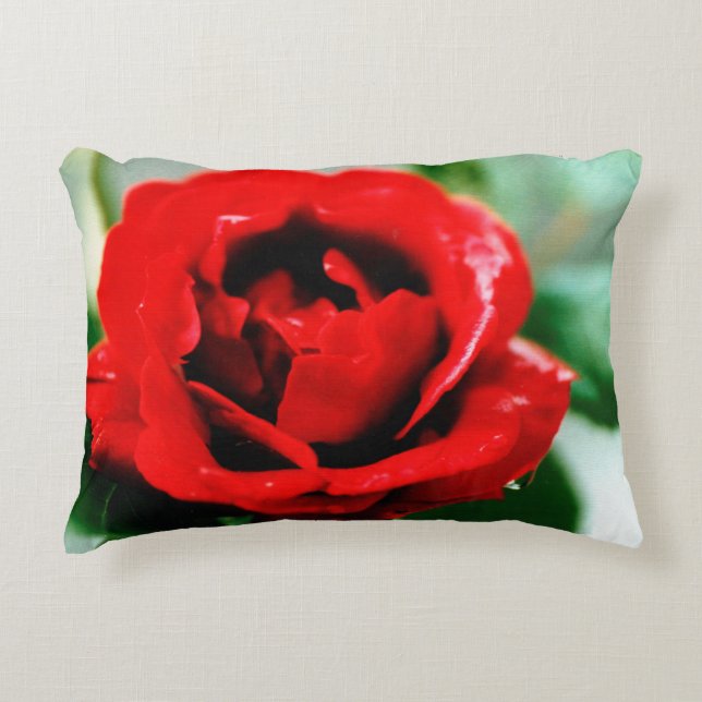 Almofada Decorativa Rosa vermelha com gotas de mastigação (Frente)