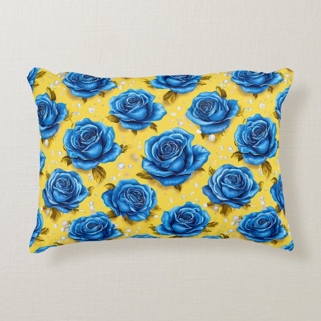Almofada Decorativa Rosas azuis 3d (Frente)