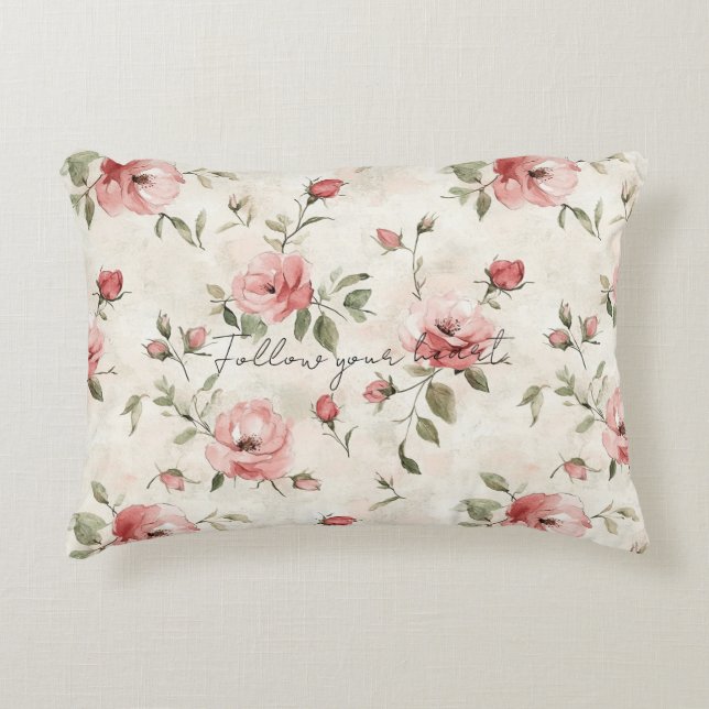 Almofada Decorativa Rosas Cor-de-Rosa Floral (Frente)