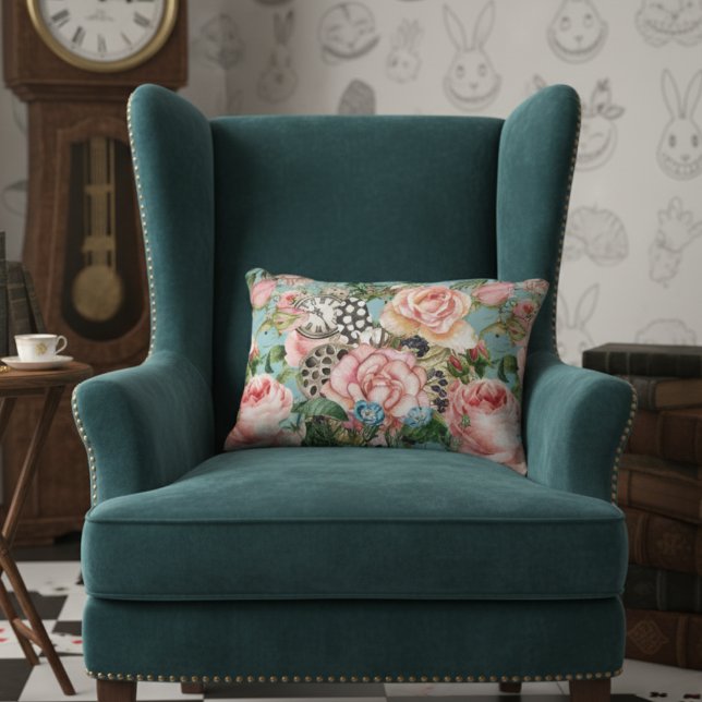 Almofada Decorativa Rosas E Relógios Quimicos Modernos Azul (Criador carregado)