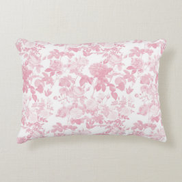 Almofada Decorativa Rosas Florais Brancos Rosa Padrão Chinoiserie
