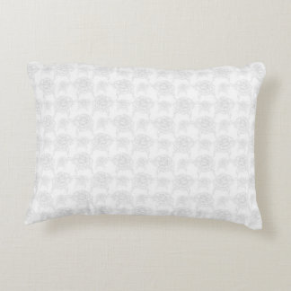 Almofada Decorativa Rosas Ilustradas Cinza sobre Branco Padrão Fofo