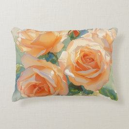 Almofada Decorativa Rosas Impressionistas em Aquarela Laranja