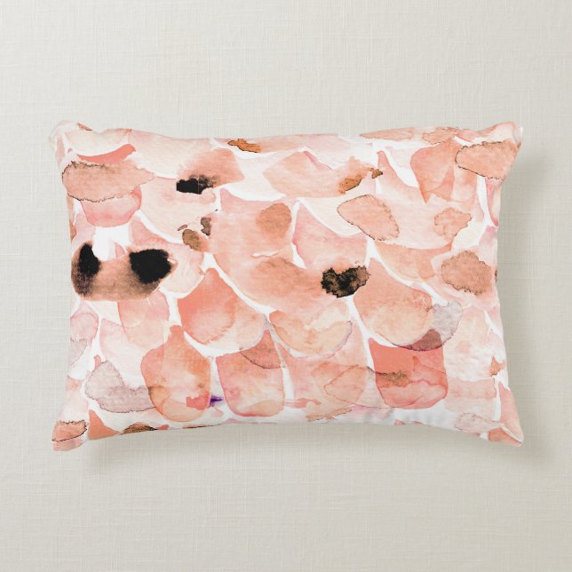 Almofada Decorativa Rosas, pedras e folhas, padrão de aquarela. (Frente)