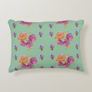 Almofada Decorativa Rosas Rosa Verde Shabby Flórida Cushion