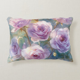 Almofada Decorativa Rosas Roxas Claras Flores Impressionistas