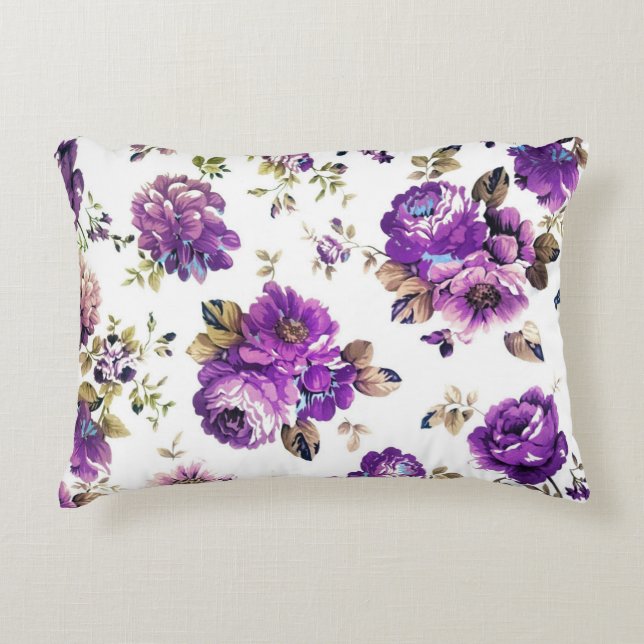 Almofada Decorativa Rosas roxos Travesseiro decorativo de poliéster es (Frente)