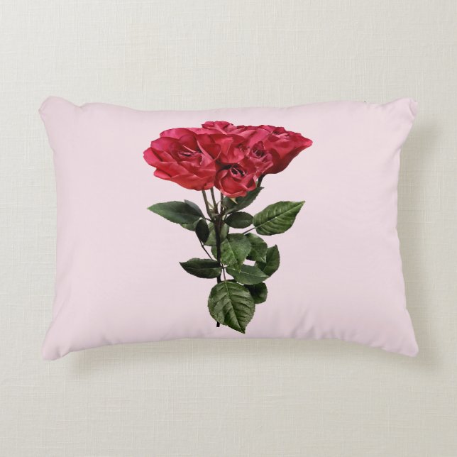 Almofada Decorativa Rosas Vermelhas e Folhas (Frente)