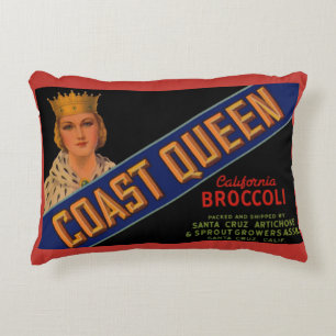Almofada Decorativa Rótulo da caixa de brócolis da Rainha Costeira dos