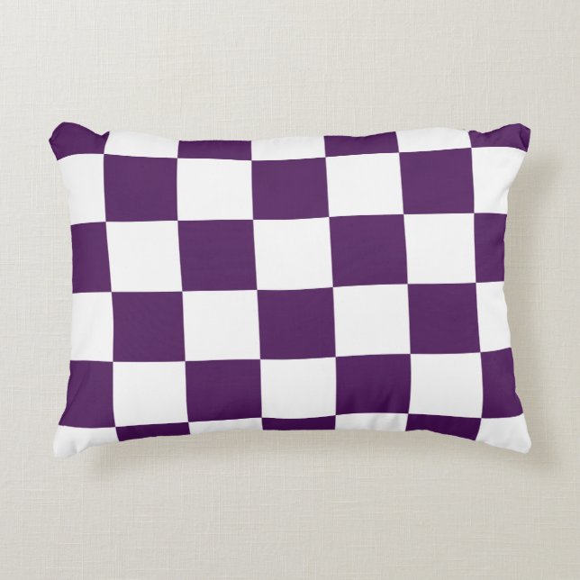 Almofada Decorativa Roxo e branco Checkered (Frente)