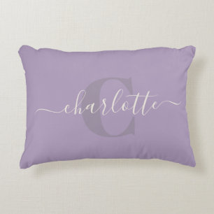 Almofada Decorativa Roxo Lilás Nome Monograma Personalizado em Letra