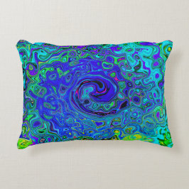 Almofada Decorativa Roxo Violeta Azul Abstrato Retro Líquido Turbilhão