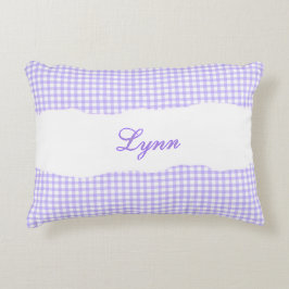 Almofada Decorativa Roxo Xadrez Rústico Nome Personalizado