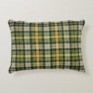 Almofada Decorativa Rua verde de laranja Vintage Padrão de xadrez Patr