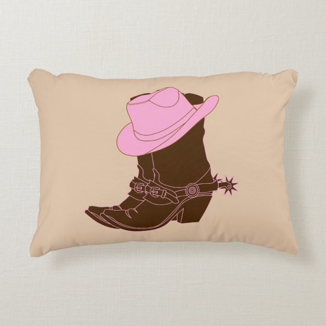 Almofada Decorativa Russo Cowgirl Boots & Pink Hat (Frente)