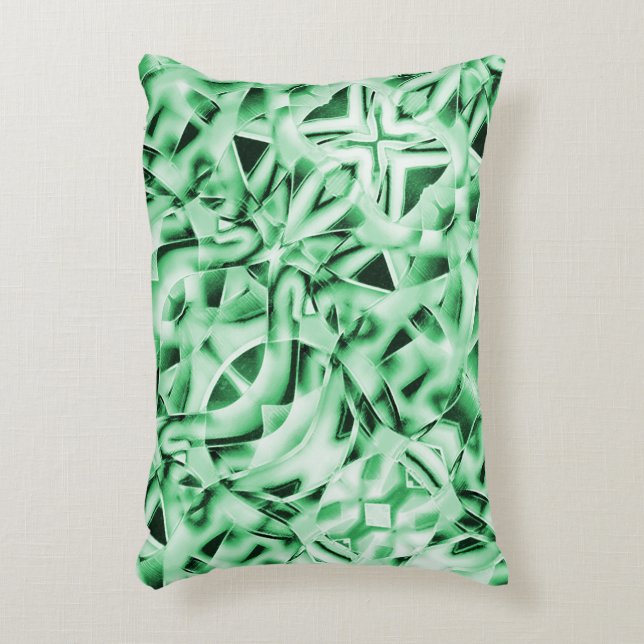 Almofada Decorativa Russo ou não, branco verde estranho entrelaçado (Frente(Vertical))