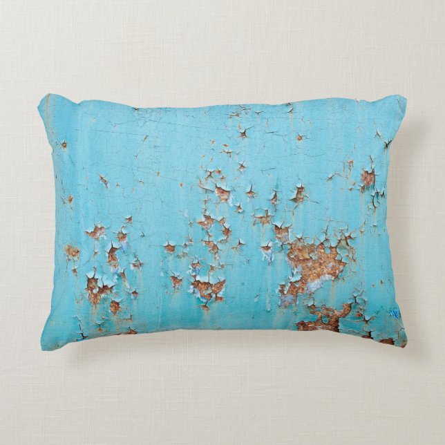 Almofada Decorativa Rusted Blue Metal: Muro Texturizado. (Frente)
