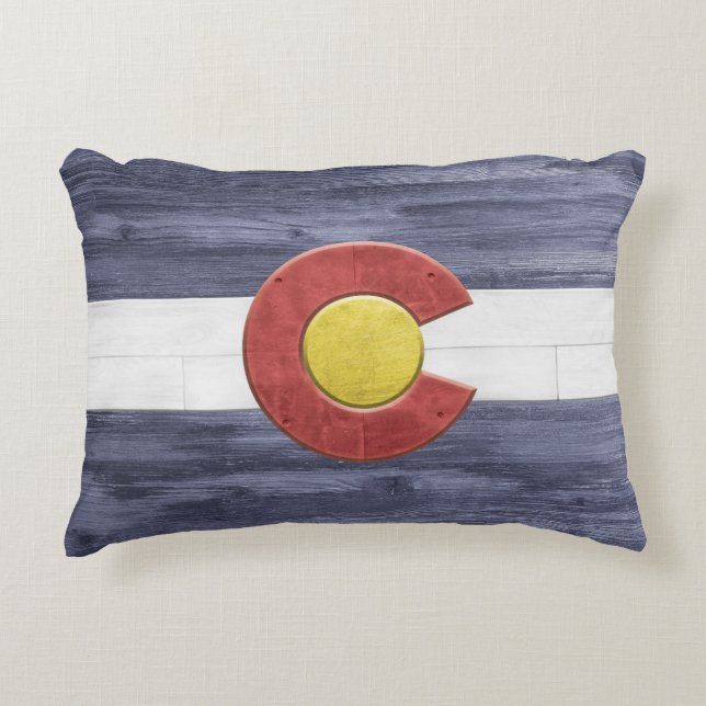 Almofada Decorativa Rustic Colorado Flag (Frente)