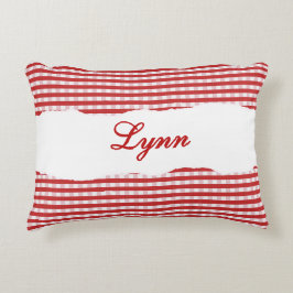 Almofada Decorativa Rustic Red Gingham Personalized Name