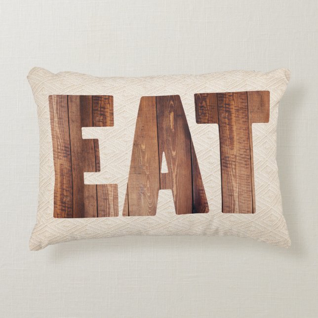 Almofada Decorativa Rustic Wood Country EAT Typografia Oatlight (Frente)