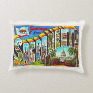 Almofada Decorativa Sacramento California CA Large Letter Postcard
