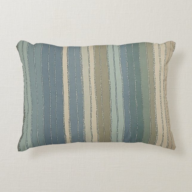 Almofada Decorativa Sage Azul Turquesa e Listras Bege (Frente)