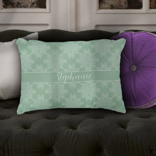 Almofada Decorativa Sage leve com Damasco Floral Branco Simples e Bran