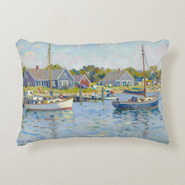 Almofada Decorativa Sailboats Impressionism New England (Frente)