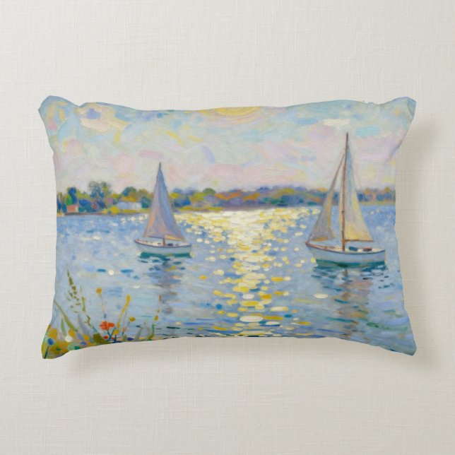 Almofada Decorativa Sailboats New England Summer (Frente)