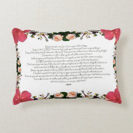 Almofada Decorativa Salm 16, Verso Da Bíblia, Travesseiro De Flor Verm