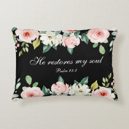 Almofada Decorativa Salm 23:3 Ele Restaura minha Bíblia de Alma Verso