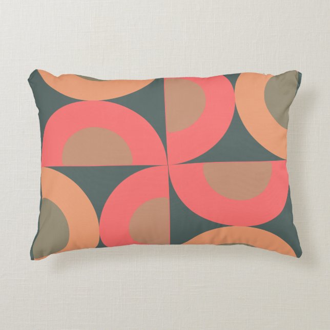 Almofada Decorativa Salmão Moderno do Século médio e Oliva (Frente)