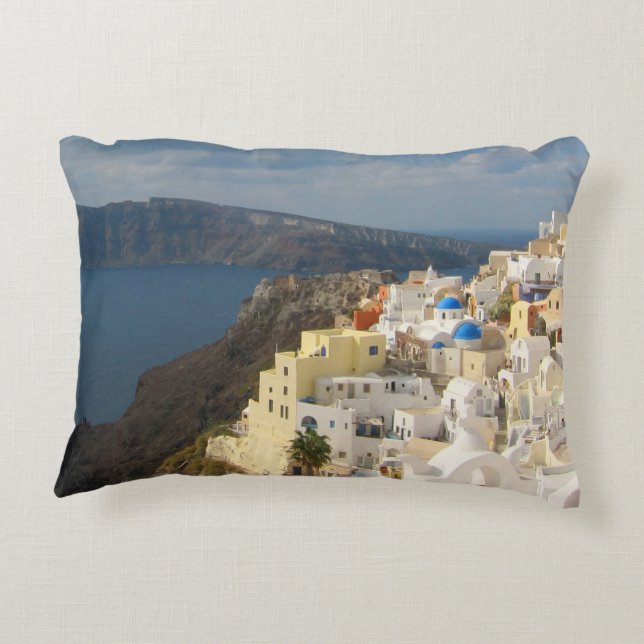 Almofada Decorativa Santorini no Sol da Tarde (Verso)