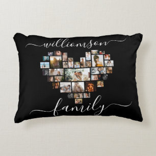 Almofada Decorativa Script da Família de Colagem de Fotos em Forma de