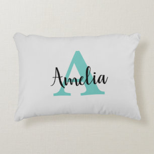 Almofada Decorativa Script de Monograma de Nome Personalizado