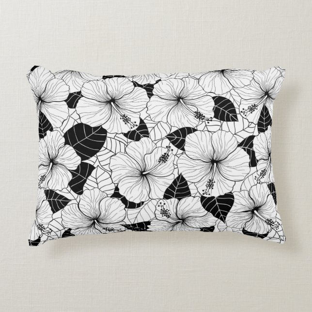 Almofada Decorativa Seamless hand drawn pattern with hibiscus flowers  (Frente)