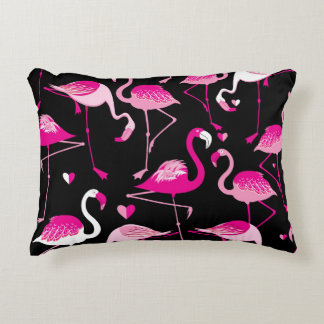 Almofada Decorativa Seamless pattern from pink flamingos on a dark bac