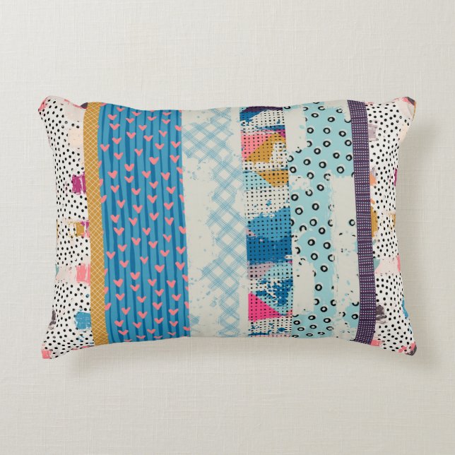 Almofada Decorativa Seamless pattern, patchwork tiles.  (Frente)