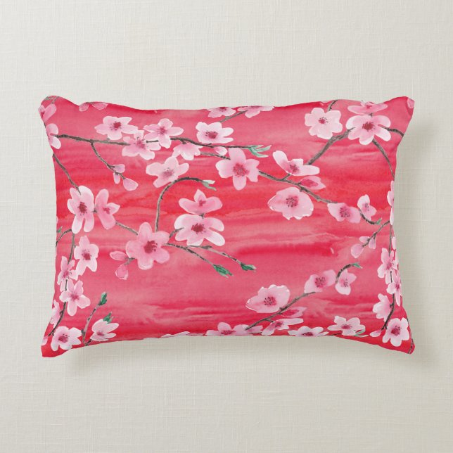 Almofada Decorativa Seamless pattern with Beautiful Cherry blossom flo (Frente)