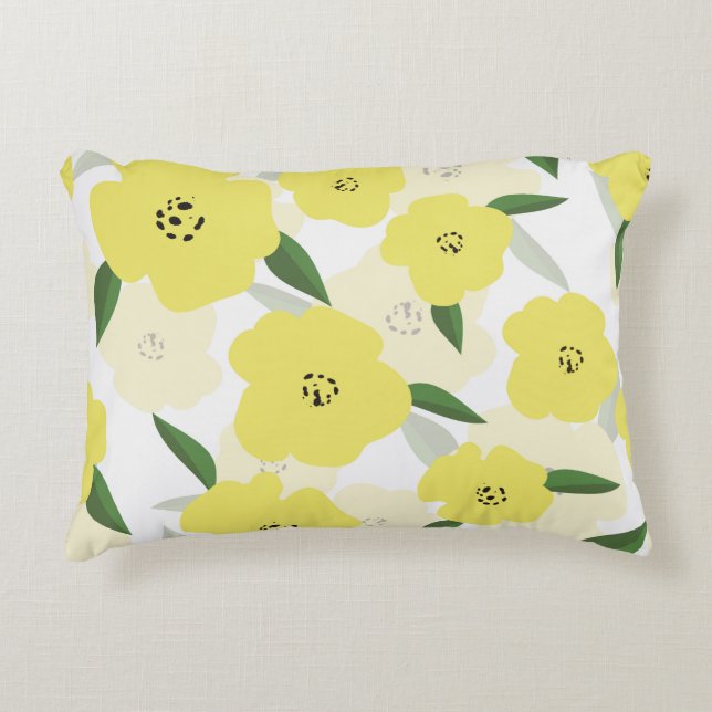 Almofada Decorativa Seamless pattern with bright yellow flowers backgr (Frente)