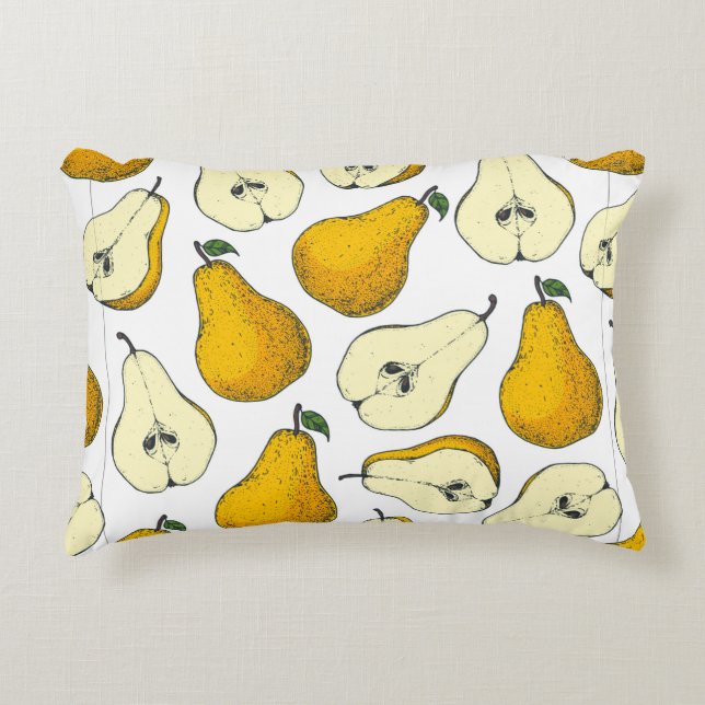 Almofada Decorativa Seamless pattern with pear. Hand drawn pattern bac (Frente)