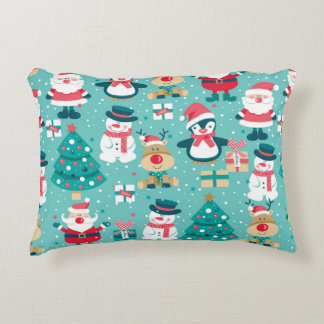 Almofada Decorativa Seamless pattern with Santa Claus, snowman, deer, 