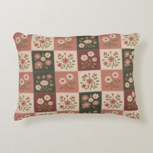Almofada Decorativa Seamless Rustic Floral Patchwork (Frente)