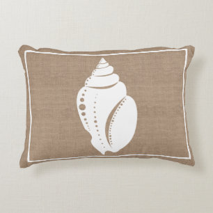 Almofada Decorativa Seashell da praia rústica & serapilheira brancos
