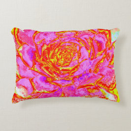 Almofada Decorativa Sedum Rosette Quente Rosa, Vermelho e Amarelo Sucu