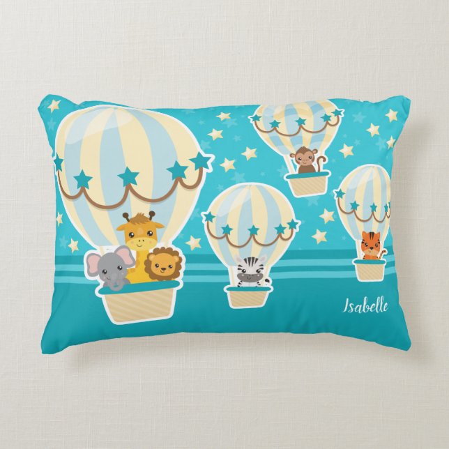Almofada Decorativa Selva-branca voando em balões de ar quente (Frente)