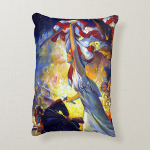 Almofada Decorativa Senhora Liberdade Patriótica Vintage Bandeira Amer