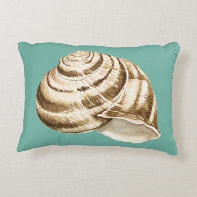 Almofada Decorativa Sepia Striped Shell em Teal (Verso)