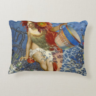 Almofada Decorativa Sereia Aquário Arte Azul Gótica